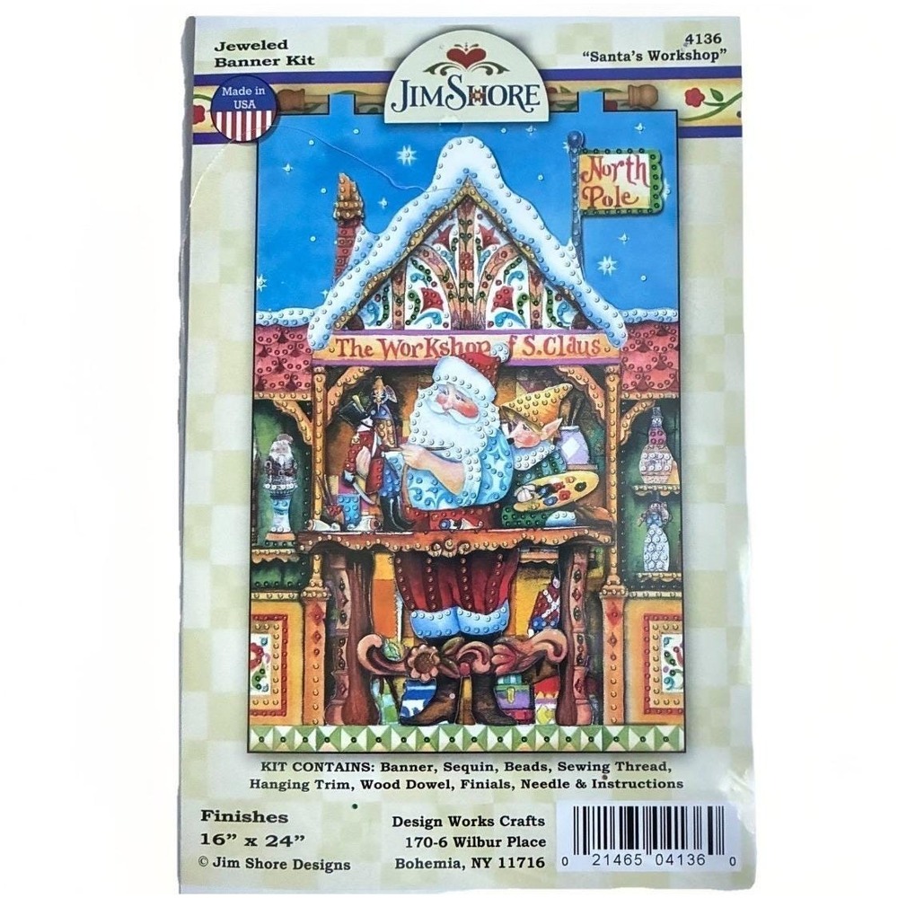 Jim Shore Santa's Workshop‎ Jeweled Banner Kit 16x24" Design Works 4136 New